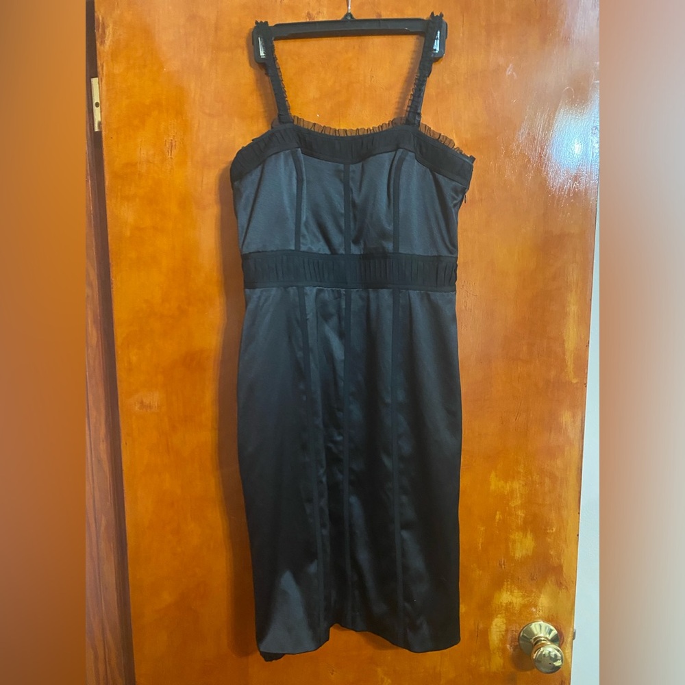 White House Black Market little black satin dress size 8